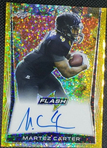 MARTEZ CARTER 2018 Leaf Flash Gold Disco Refractor Rookie RC AUTO 1/1 Washington