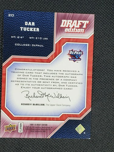 DAR TUCKER 2009-10 Upper Deck UD Draft Edition Red RC AUTO SP #13/25 DePaul
