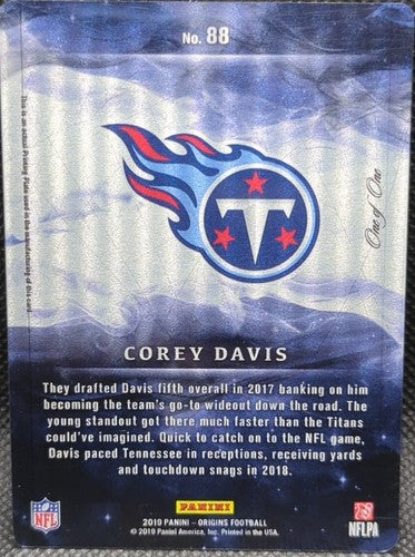 COREY DAVIS 2019 Panini Origins PRINTING PLATE SP #1/1 Titans NY Jets One of