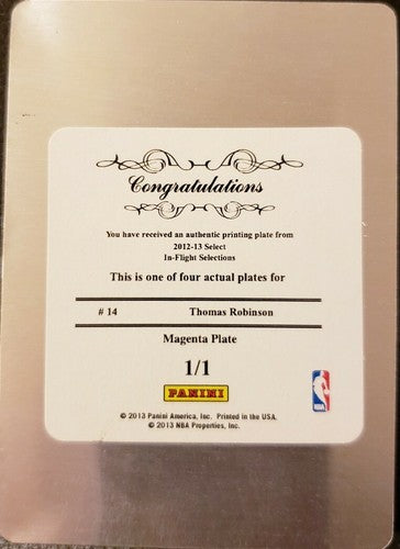THOMAS ROBINSON 2012-13 Select In-Flight Selections PRINTING PLATE SP #1/1 Kings