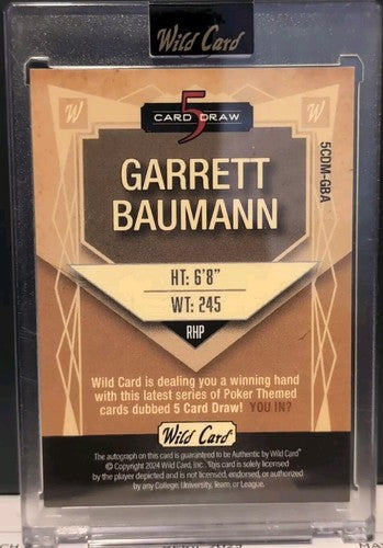 GARRETT BAUMANN 2024 Wild 5 Card Draw Modern AUTO BLACK GOLD FOIL SP #1/1 Braves