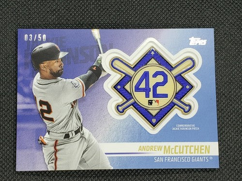 ANDREW McCUTCHEN 2018 Topps Update Series JACKIE ROBINSON DAY PATCH Blue SP #/50