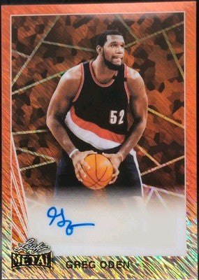 GREG ODEN 2024 Leaf Collective 1990 Metal AUTO Orange SP #1/1 of Trail Blazers