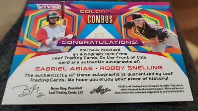Gabriel ARIAS Robby SNELLING 2022 Leaf Vivid DUAL AUTO Purple SP #5/5 Guardians