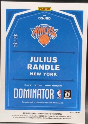 JULIUS RANDLE 2019-20 Donruss Optic AUTO Purple Stars Prizm #29/29 Knicks Wolves