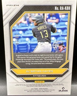 Ke'BRYAN HAYES 2021 Panini Prizm RC AUTO Teal Blue Wave Bookend /50 Pirates Reds