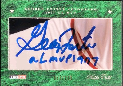 GEORGE FOSTER 2008 TriStar SignaCuts CUT AUTO NL MVP 1977 INSCRIPTION #/115 Reds