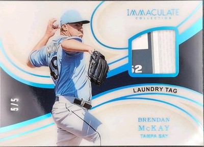BRENDAN McKAY 2020 Panini Immaculate Jersey LAUNDRY TAG PATCH Platinum #5/5 Rays