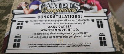 Jake GARCIA Winston WRIGHT JR. 2024 Leaf Heroes & Prospects DUAL AUTO Gold #1/1