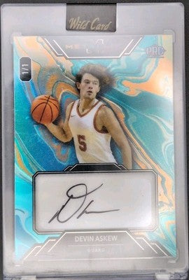 DEVIN ASKEW 2023 / 2024 Wild Card Metallix PRC AUTO Paint Teal 1/1 Cal Villanova