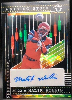 MALIK WILLIS 2022 Leaf Valiant Rising Stock RC AUTO Black SP #1/3 Titans Packers