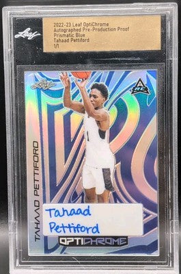 TAHAAD PETTIFORD 2022-23 Leaf OptiChrome AUTO PROOF Blue SP 1/1 of Auburn Tigers