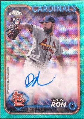 DREW ROM 2024 Topps Chrome Update RC AUTO Aqua Wave SP #/199 St. Louis Cardinals