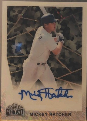 MICKEY HATCHER 2024 Leaf Metal 1990 Retro AUTO White Shimmer #1/1 Dodgers Twins