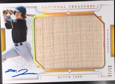 MITCH JEBB 2024 Panini National Treasures AUTO JUMBO BAT Holo Gold #/10 Pirates