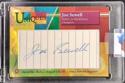 JOE SEWELL 2025 Historic Uniques CUT AUTO SP #1/1 New York Yankees Cleveland HoF