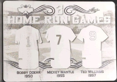 Mickey MANTLE Ted WILLIAMS Bobby DOERR 2021 Leaf Lumber PRINTING PLATE SP 1/1 of
