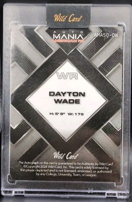 DAYTON WADE 2024 Wild Card Mania American FB AUTO FIREWORKS #1/1 Ravens Ole Miss