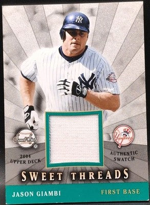JASON GIAMBI 2004 UD Sweet Spot Threads GAME-USED WORN JERSEY Relic Yankees A's