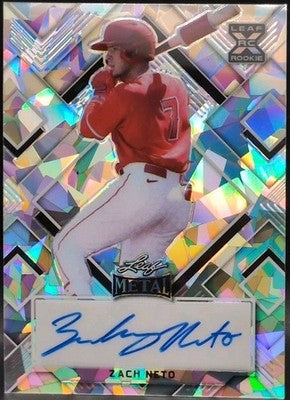 ZACH NETO 2022 Leaf Metal RC AUTO Pre-Production PROOF Silver Crystal 1/1 Angels