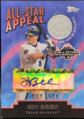 HANK BLALOCK 2004 Topps Clubhouse AUTO All-Star Game Used On-Deck Circle PATCH