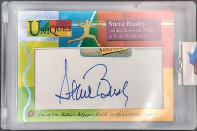 STEVE BUSBY 2025 Historic HA Uniques CUT AUTO SP 1/1 KC Royals Frank Robinson HR