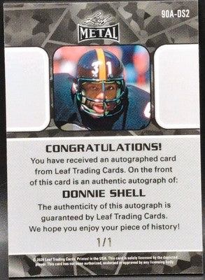 DONNIE SHELL 2024 Leaf Collective 1990 Metal AUTO Red Shimmer SP 1/1 of Steelers