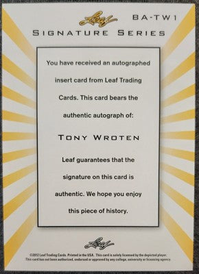 TONY WROTEN 2012-13 Leaf Signature Series RC AUTO Purple SP #1/1 Grizzlies 76ers