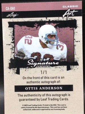 OTTIS ANDERSON 2025 Leaf Signature Series Classic Art AUTO #1/1 Giants Cardinals