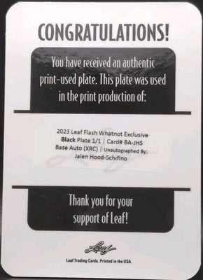JALEN HOOD-SCHIFINO 2023-24 Leaf Flash Whatnot 4X PRINTING PLATE SET #1/1 Lakers
