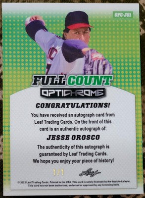 JESSE OROSCO 2023 Leaf Eclectic Optichrome Full Count AUTO Zebra SP #1/1 Dodgers