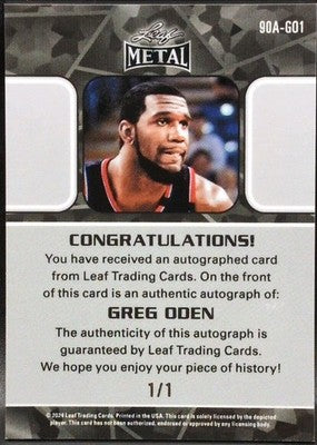 GREG ODEN 2024 Leaf Collective 1990 Metal AUTO Orange SP #1/1 of Trail Blazers