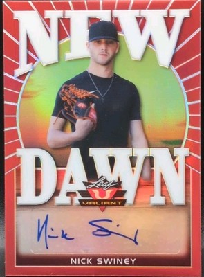 NICK SWINEY 2020 Leaf Valiant New Dawn RC AUTO Red Prismatic #1/1 Giants Astros
