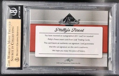 JACK BOLLING 2011 Leaf Ink Philly's Finest CUT AUTO Beckett BGS SP #1/1 Phillies