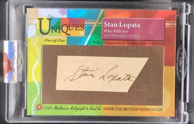 Stan HOLLMIG / LOPATA 2025 Historic Uniques DUAL CUT AUTO 1/1 Phillies Whiz Kids