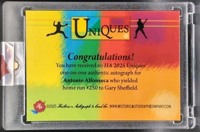 ANTONIO ALFONSECA 2025 Historic Uniques CUT AUTO #1/1 Marlins Gary Sheffield HR