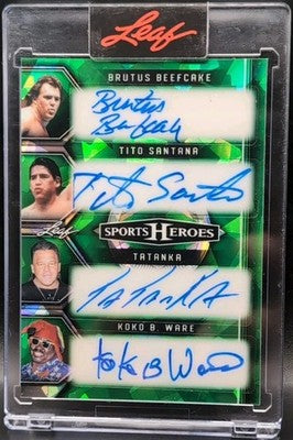 Koko B WARE TATANKA Brutus BEEFCAKE Tito SANTANA 2025 Leaf WWE WWF QUAD AUTO #/7