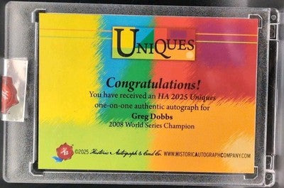 GREG DOBBS 2025 Historic Uniques CUT AUTO 19 Inscription SP 1/1 Marlins Phillies