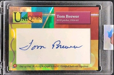 TOM BREWER 2025 Historic Autographs Uniques CUT AUTO SP #1/1 of 1954-61 Red Sox