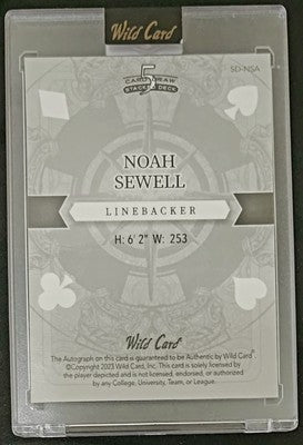 NOAH SEWELL 2023 Wild 5 Card Draw Stacked Deck AUTO Pink Jack #1/1 Bears Oregon