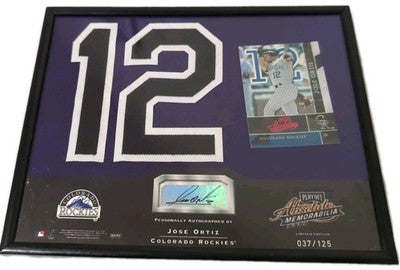 JOSE ORTIZ 2002 Absolute Signing Bonus AUTO JERSEY NUMBER PATCH SP #/125 Rockies