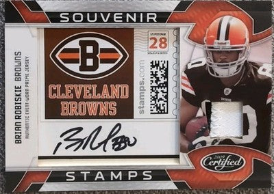 BRIAN ROBISKIE 2009 Donruss Certified RC AUTO Jersey PATCH STAMP SP #3/10 Browns