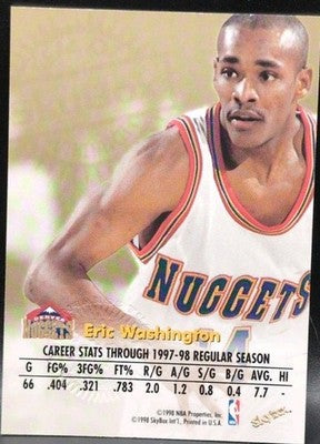 ERIC WASHINGTON 1998-99 SkyBox Premium Autographics Black Ink AUTO SP Nuggets