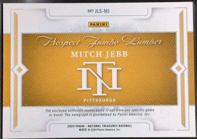 MITCH JEBB 2024 Panini National Treasures AUTO JUMBO BAT Holo Gold #/10 Pirates
