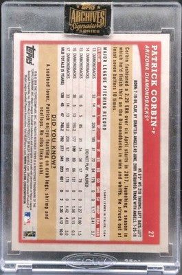 PATRICK CORBIN 2021 Topps Archives Signature Series 2018 Big League AUTO SP #1/1