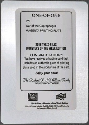 WAR OF THE COPROPHAGES 2019 The X-Files Monsters Of The Week PRINTING PLATE #1/1