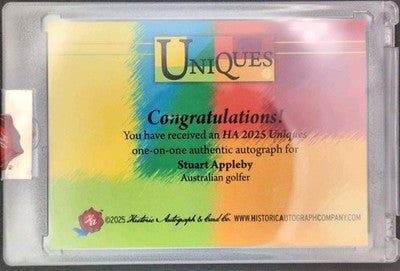 STUART APPLEBY 2025 Historic HA Uniques CUT AUTO #1/1 PGA Tour Australian Golfer