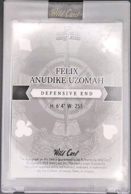 FELIX ANUDIKE-UZOMAH 2023 Wild 5 Card Draw RC RED INK AUTO King Gold #1/1 Chiefs