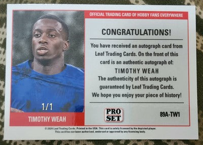 TIMOTHY WEAH 2024 Leaf Collective 1989 Pro Set AUTO Super Prismatic Gold SP #1/1