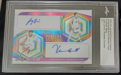 Jake LaRAVIA Kennedy CHANDLER 2022-23 Leaf Vivid DUAL AUTO PROOF #1/1 Grizzlies